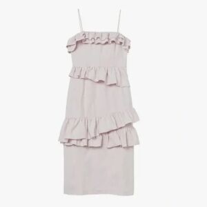 Brock Collection x H&M Large Flounced Dress Cotton Ruffled Pink Fitted Tiered